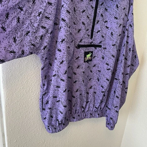 Gecko Hawaii Anorak Jacket Men's XL Purple 1/4 Zip Pullover AOP 80's 90s Surfer - Picture 6 of 12